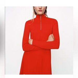 Zara Vibrant Red Long Sleeve Dress